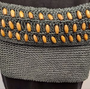 Gray and Wooden Bead Purse